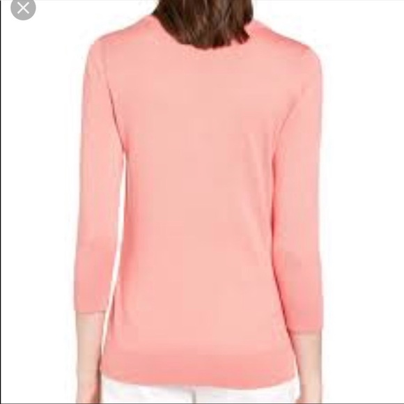 EUC Halogen Coral Tea Rose V-Neck Sweater, Small - Picture 2 of 7